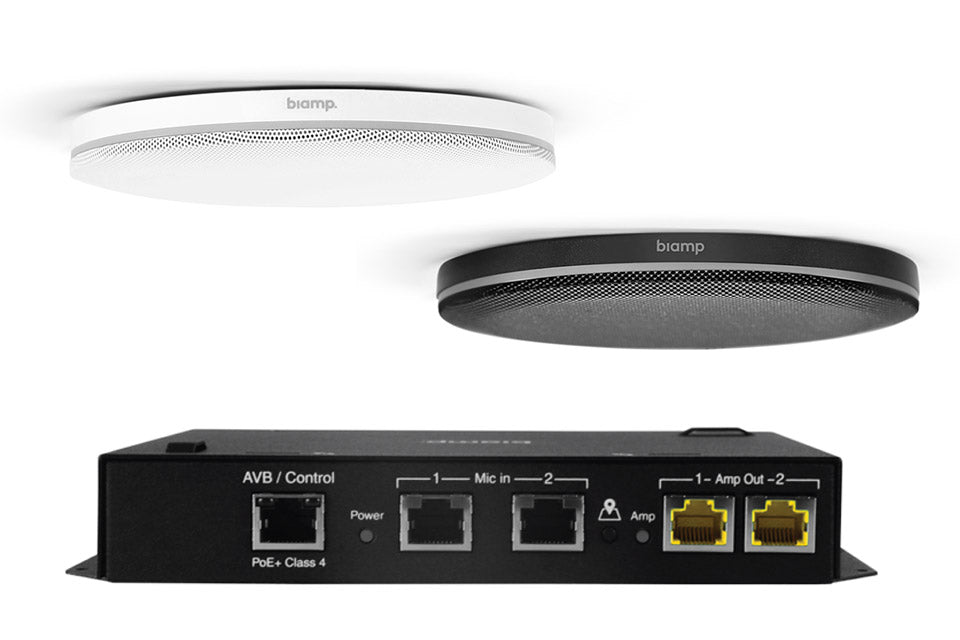 Biamp Parlé TCM-XA in-ceiling microphone, PoE+ amplifier